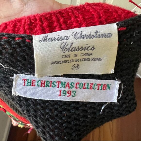 Vintage Marisa Christina Classics Knit Ugly Cardigan Sweater 1993 M - Picture 7 of 7